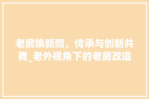 老房焕新颜，传承与创新共舞_老外视角下的老房改造