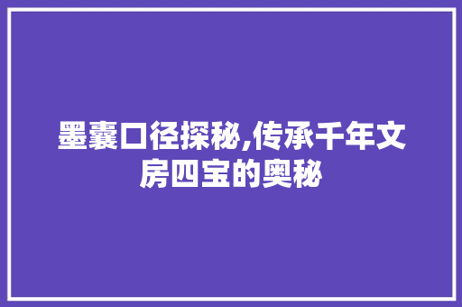 墨囊口径探秘,传承千年文房四宝的奥秘