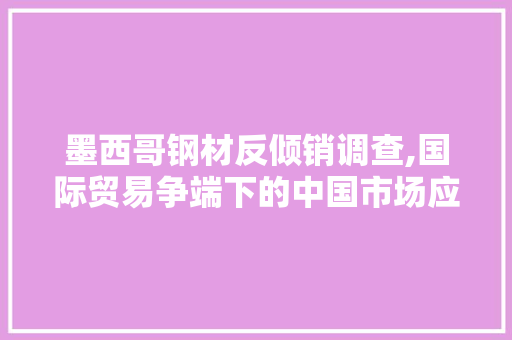 墨西哥钢材反倾销调查,国际贸易争端下的中国市场应对步骤