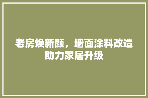 老房焕新颜，墙面涂料改造助力家居升级