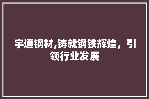 宇通钢材,铸就钢铁辉煌，引领行业发展
