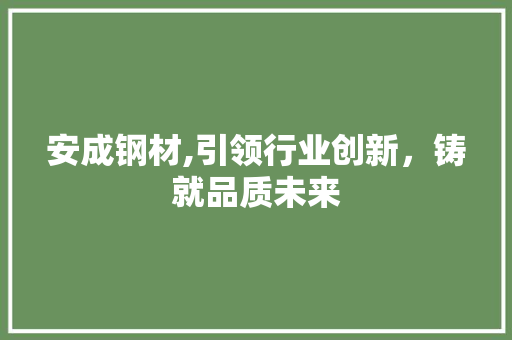 安成钢材,引领行业创新，铸就品质未来