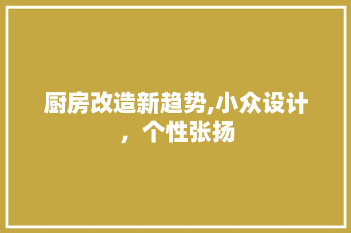 厨房改造新趋势,小众设计，个性张扬