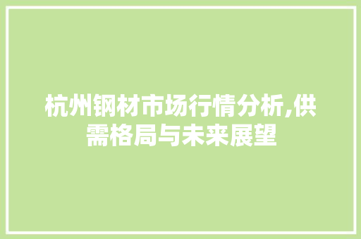 杭州钢材市场行情分析,供需格局与未来展望