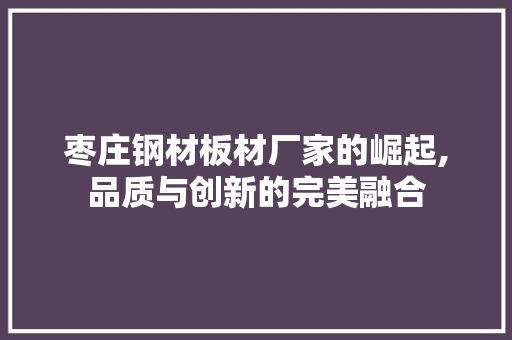 枣庄钢材板材厂家的崛起,品质与创新的完美融合