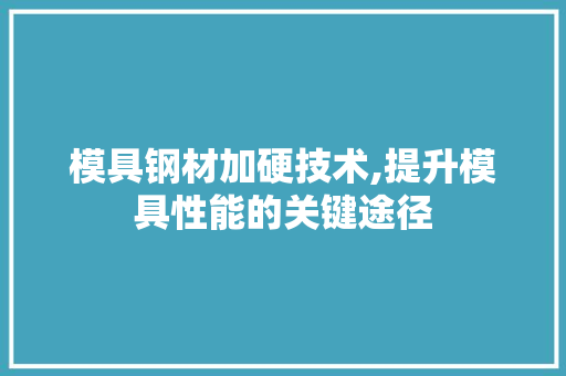 模具钢材加硬技术,提升模具性能的关键途径