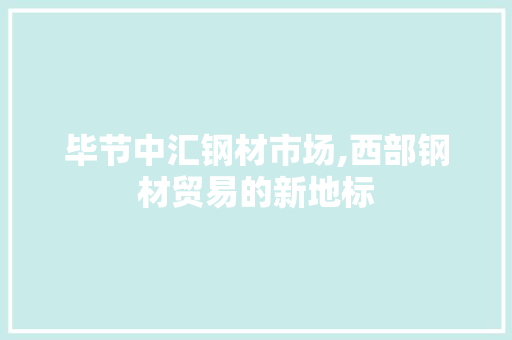 毕节中汇钢材市场,西部钢材贸易的新地标