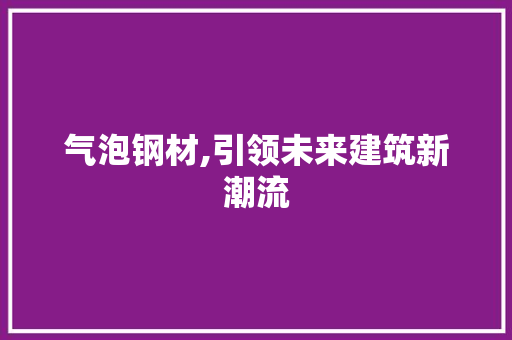 气泡钢材,引领未来建筑新潮流