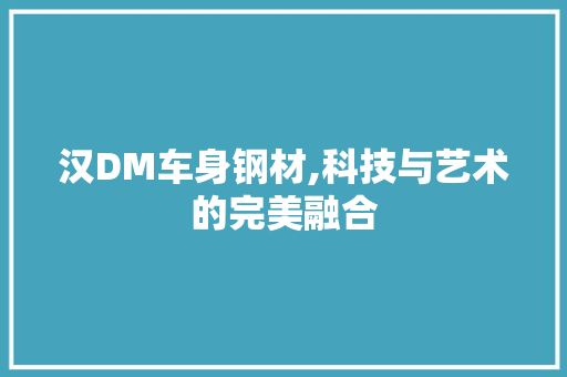 汉DM车身钢材,科技与艺术的完美融合