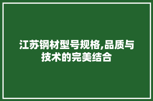 江苏钢材型号规格,品质与技术的完美结合