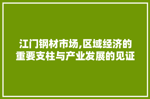 江门钢材市场,区域经济的重要支柱与产业发展的见证者