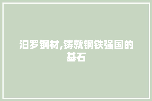 汨罗钢材,铸就钢铁强国的基石