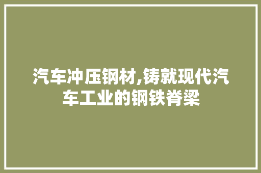汽车冲压钢材,铸就现代汽车工业的钢铁脊梁