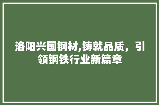 洛阳兴国钢材,铸就品质，引领钢铁行业新篇章