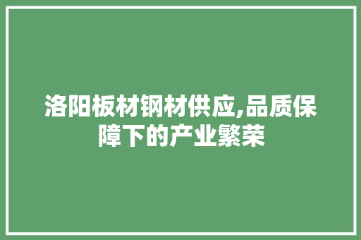 洛阳板材钢材供应,品质保障下的产业繁荣
