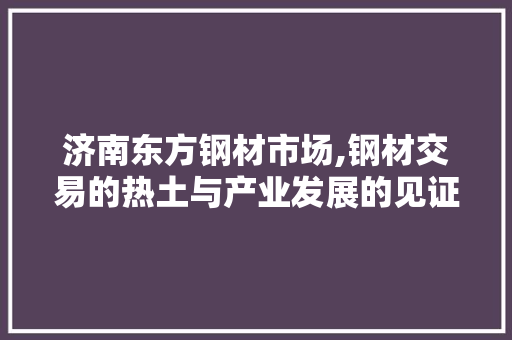 济南东方钢材市场,钢材交易的热土与产业发展的见证者