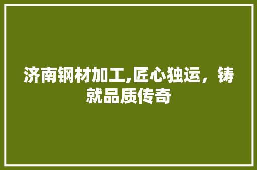 济南钢材加工,匠心独运，铸就品质传奇