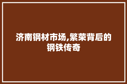 济南钢材市场,繁荣背后的钢铁传奇