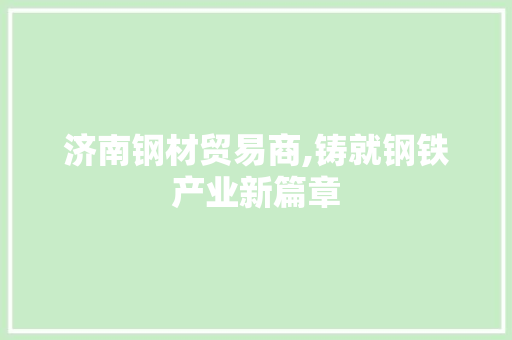 济南钢材贸易商,铸就钢铁产业新篇章