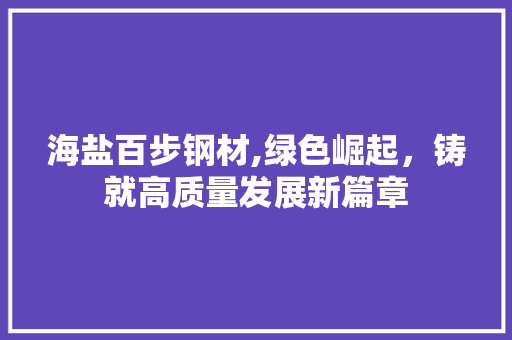 海盐百步钢材,绿色崛起，铸就高质量发展新篇章