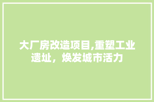 大厂房改造项目,重塑工业遗址，焕发城市活力