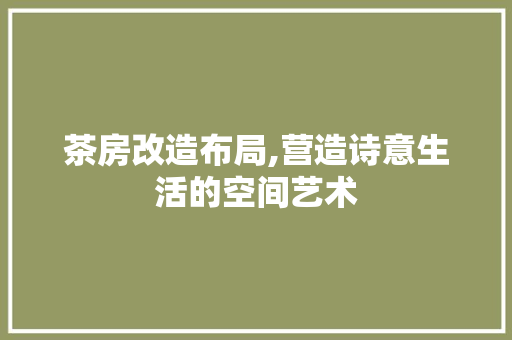 茶房改造布局,营造诗意生活的空间艺术