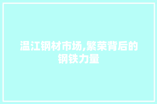 温江钢材市场,繁荣背后的钢铁力量