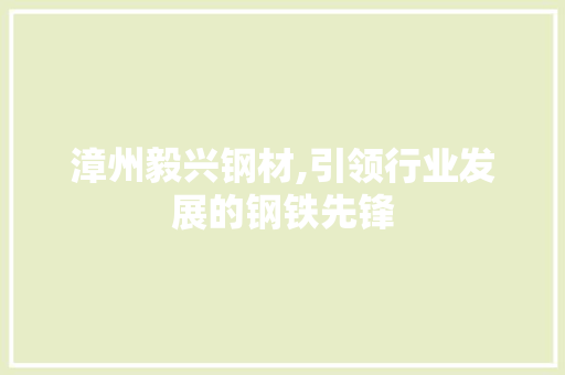 漳州毅兴钢材,引领行业发展的钢铁先锋