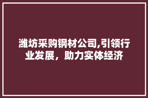 潍坊采购钢材公司,引领行业发展，助力实体经济
