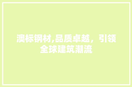 澳标钢材,品质卓越，引领全球建筑潮流