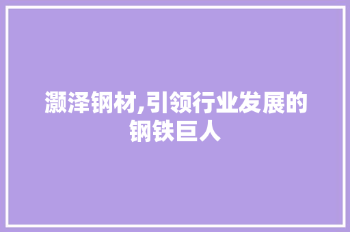灏泽钢材,引领行业发展的钢铁巨人