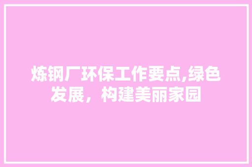 炼钢厂环保工作要点,绿色发展，构建美丽家园