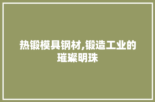 热锻模具钢材,锻造工业的璀璨明珠