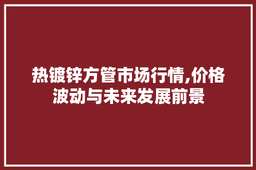 热镀锌方管市场行情,价格波动与未来发展前景