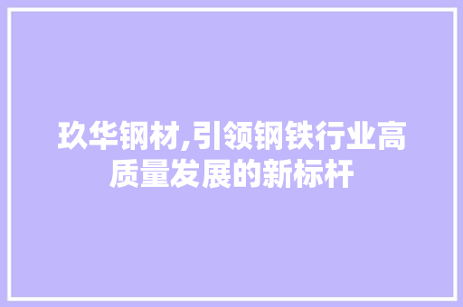 玖华钢材,引领钢铁行业高质量发展的新标杆