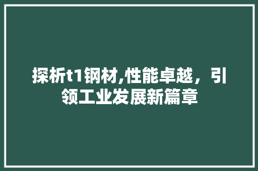 探析t1钢材,性能卓越，引领工业发展新篇章