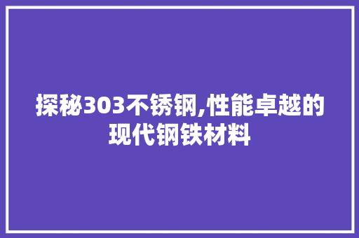 探秘303不锈钢,性能卓越的现代钢铁材料