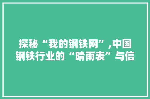 探秘“我的钢铁网”,中国钢铁行业的“晴雨表”与信息枢纽