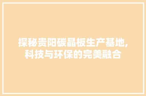 探秘贵阳碳晶板生产基地,科技与环保的完美融合
