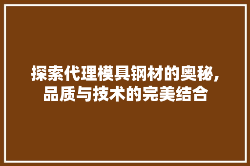 探索代理模具钢材的奥秘,品质与技术的完美结合