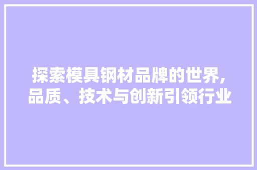 探索模具钢材品牌的世界,品质、技术与创新引领行业潮流