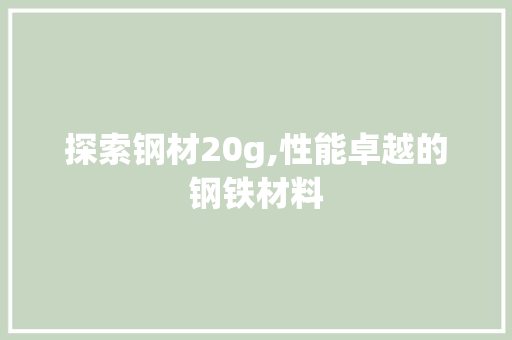 探索钢材20g,性能卓越的钢铁材料