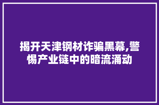 揭开天津钢材诈骗黑幕,警惕产业链中的暗流涌动
