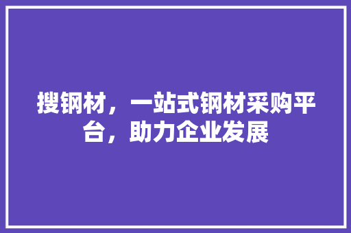 搜钢材，一站式钢材采购平台，助力企业发展