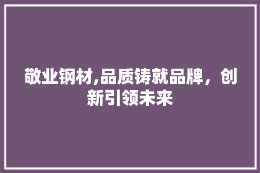 敬业钢材,品质铸就品牌，创新引领未来