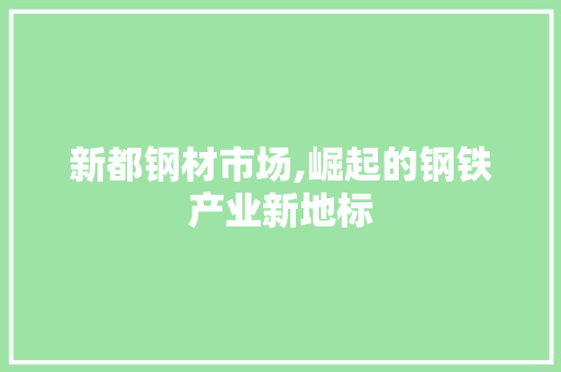 新都钢材市场,崛起的钢铁产业新地标