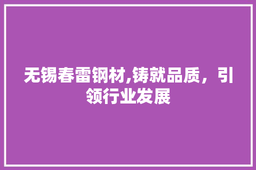 无锡春雷钢材,铸就品质，引领行业发展