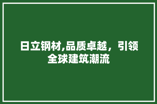 日立钢材,品质卓越，引领全球建筑潮流