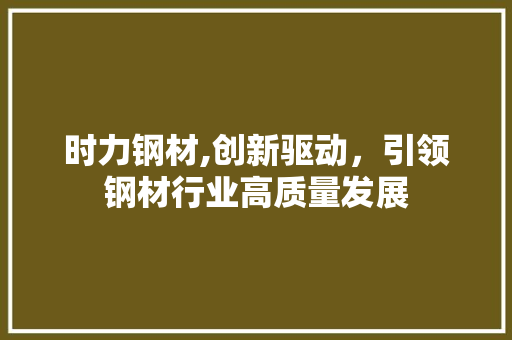 时力钢材,创新驱动，引领钢材行业高质量发展