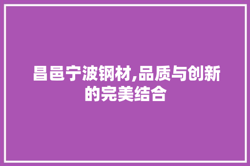 昌邑宁波钢材,品质与创新的完美结合